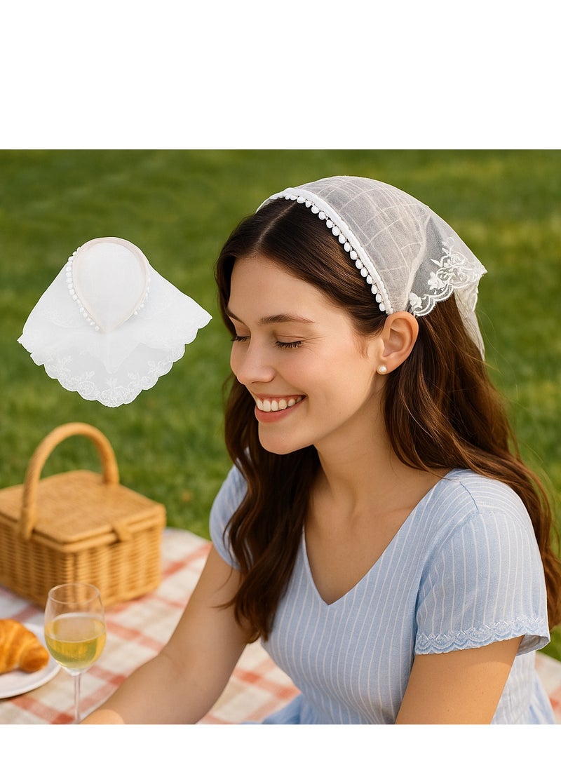 Glimso Chiffon Hair Scarf Headband for Women – Boho Lace Triangle Bandana, Non-Slip Head Covering, Soft Kerchief Turban for Hair Styling  - Image 2