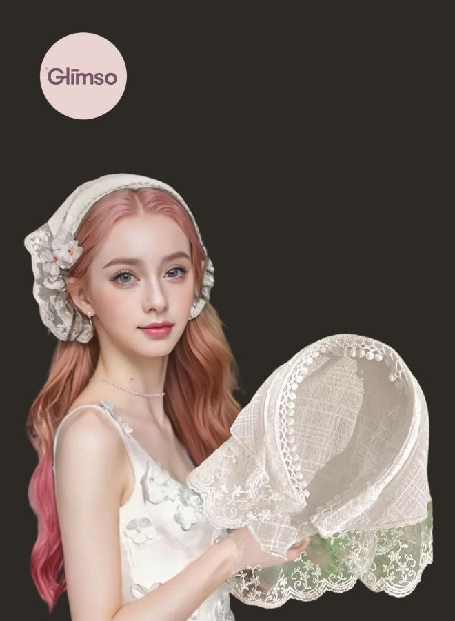 Glimso Chiffon Hair Scarf Headband for Women – Boho Lace Triangle Bandana, Non-Slip Head Covering, Soft Kerchief Turban for Hair Styling  - Image 1