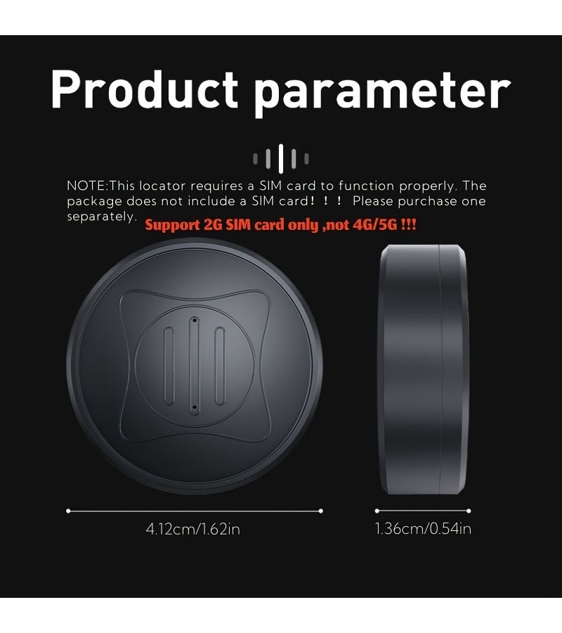 GPS Tracker Mini Vehicle Locator With Rechargeable Lithium Polymer Battery Real Time Full Coverage APP Tracking No Subscription Fee For Cars Elderly Teens Pets Requires 2G SIM Card SIM Card Not Included 1pc - Image 2