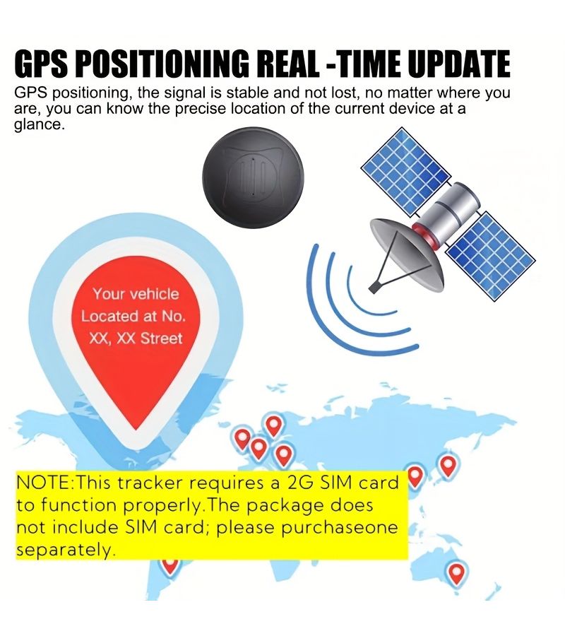 GPS Tracker Mini Vehicle Locator With Rechargeable Lithium Polymer Battery Real Time Full Coverage APP Tracking No Subscription Fee For Cars Elderly Teens Pets Requires 2G SIM Card SIM Card Not Included 1pc - Image 3
