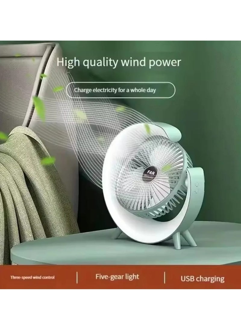 Eagel Portable Mini USB Charging Fan with Rainbow Light Smart Adjustable Quiet for Home Office Dormitory Car Outdoor Hotel Use - Image 3