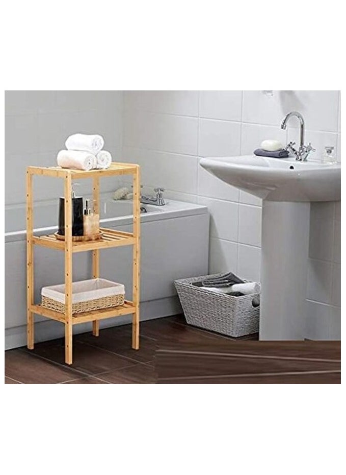 AtrauX - AtrauX 3-Layers Bamboo Multifunctional Rack, Towel Shelf Kitchen Corner Storage Plant Flower Rack Organizer - Image 1
