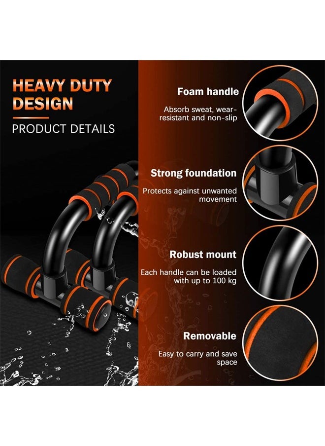 KUYING 2-Pieces Professional Non-Slip Push-Up Bars Foam Padded and Angled Grip Push-Up Stands Black/Orange  - Image 3