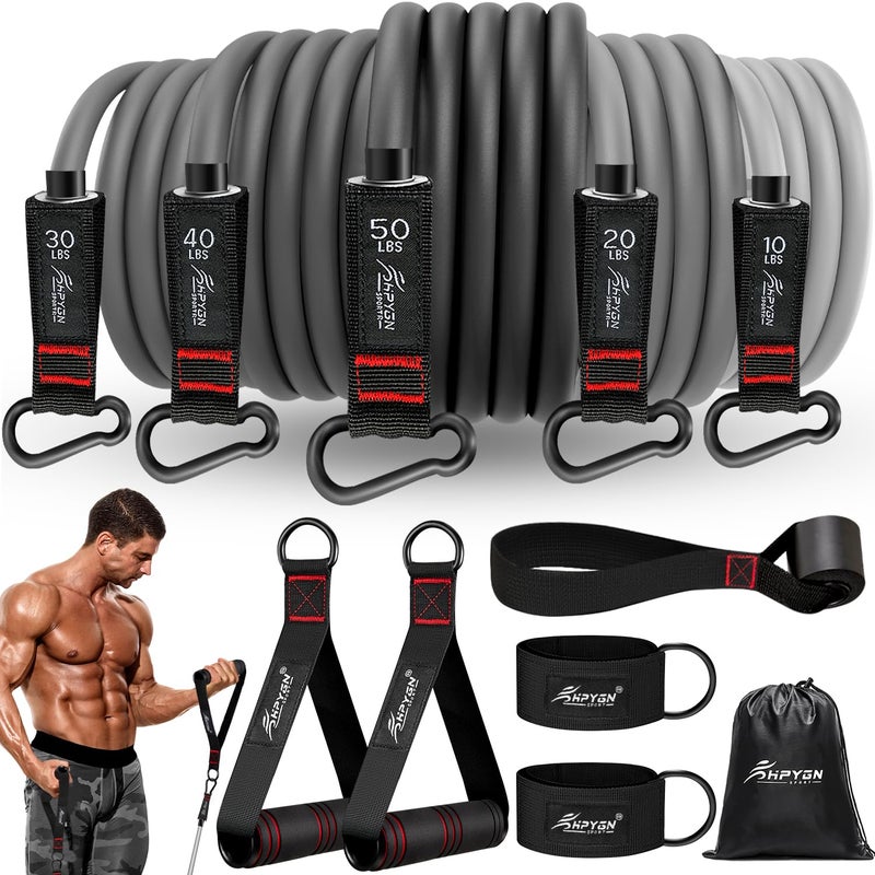 HPYGN Resistance Bands 300lbs  Heavy Duty Workout Bands  Exercise Bands with Handle  Fitness Bands with Carry Bag  Door Anchor  Legs Ankle Straps for Muscle Training  Physical Therapy  Shape Body - Image 1