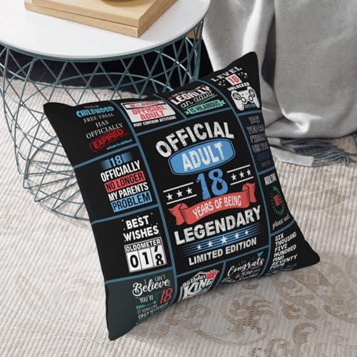 ZUMBULKJ 18th Birthday Gifts for Boys, 18 Year Old Boy Birthday Gifts, 18th Birthday Decorative Throw Pillow Cover 18" X 18" - Image 4