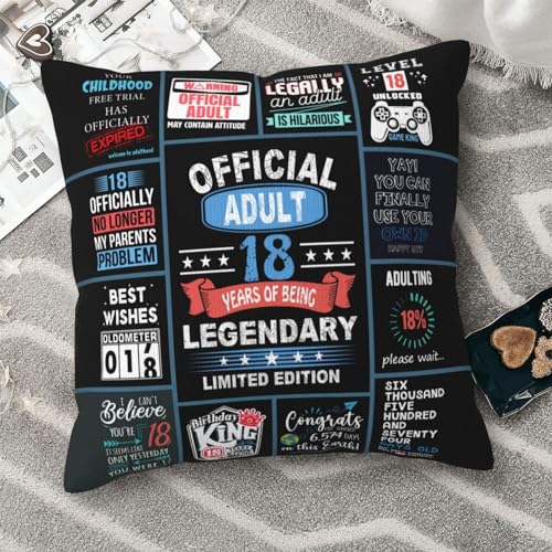 ZUMBULKJ 18th Birthday Gifts for Boys, 18 Year Old Boy Birthday Gifts, 18th Birthday Decorative Throw Pillow Cover 18" X 18" - Image 2