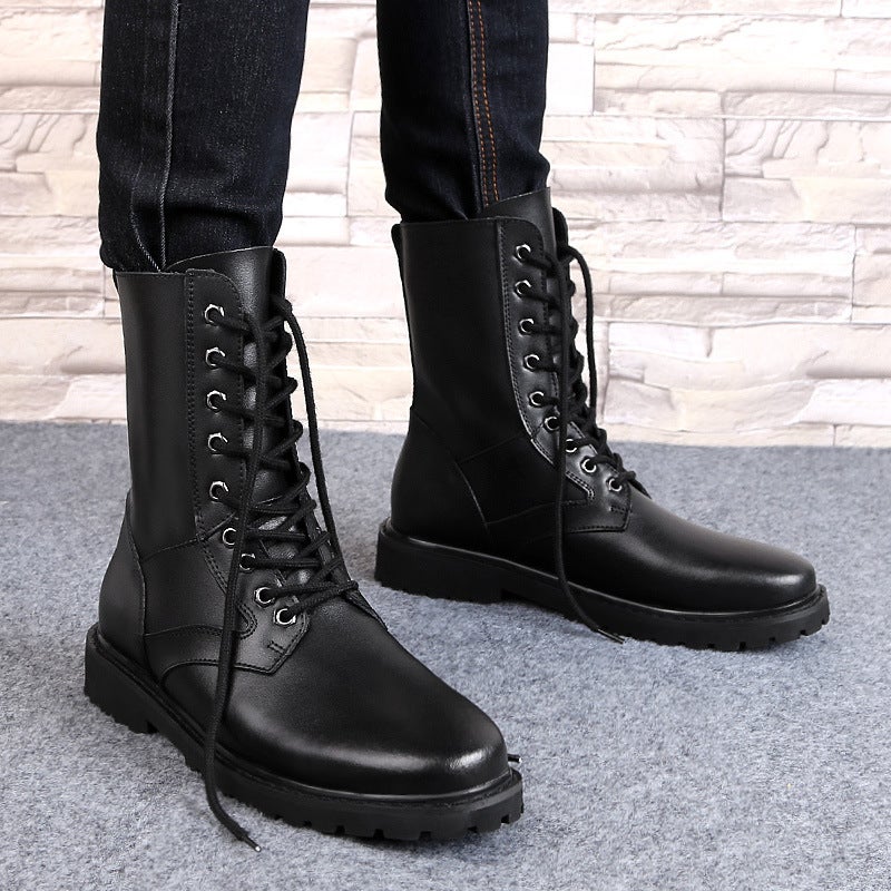 Boots Men'S 45 High-Top British Leather Boots 46 Genuine Leather Large Size Work Boots 49 Inner Heightening Cotton Boots Winter Fleece-Lined - Image 5
