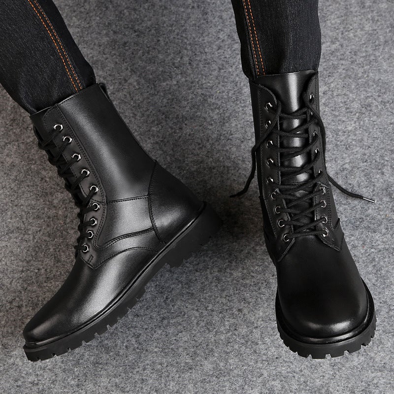 Boots Men'S 45 High-Top British Leather Boots 46 Genuine Leather Large Size Work Boots 49 Inner Heightening Cotton Boots Winter Fleece-Lined - Image 3