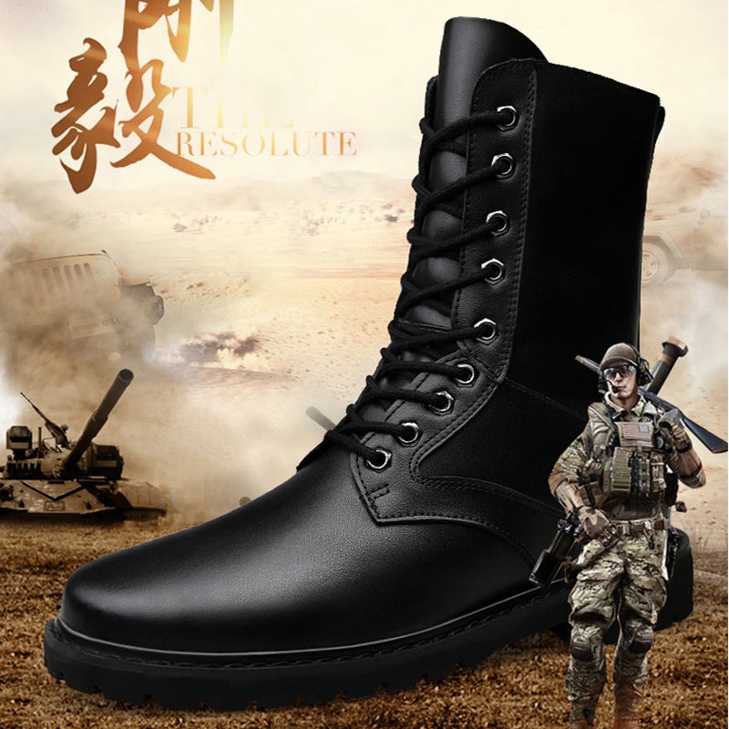 Boots Men'S 45 High-Top British Leather Boots 46 Genuine Leather Large Size Work Boots 49 Inner Heightening Cotton Boots Winter Fleece-Lined - Image 2