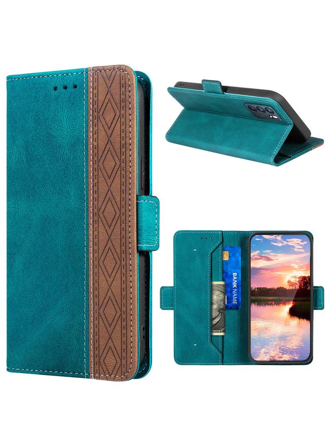 اس-توب جراب لهاتف OPPO Reno6 5G، جراب هاتف جلدي بخياطة جانبية مغناطيسية بتقنية RFID - Image 1