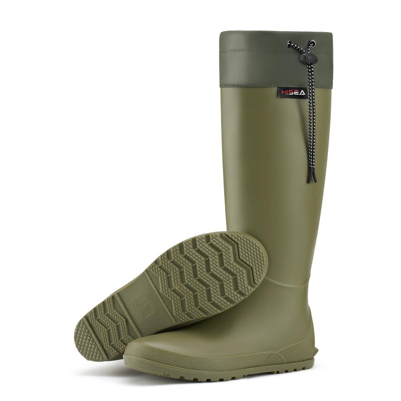HISEA Women's Rain Boots Knee High Waterproof Packable Rubber Garden Boots, Lightweight Tall Mud Boots for Outdoor - Image 1