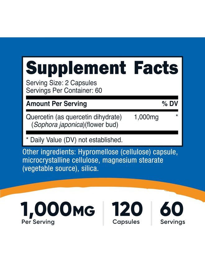 Nutricost Quercetin 1000mg, 120 Capsules - Vegetarian Capsules, 60 Servings, 500mg Per Capsule, Non-GMO, Gluten Free - Image 2
