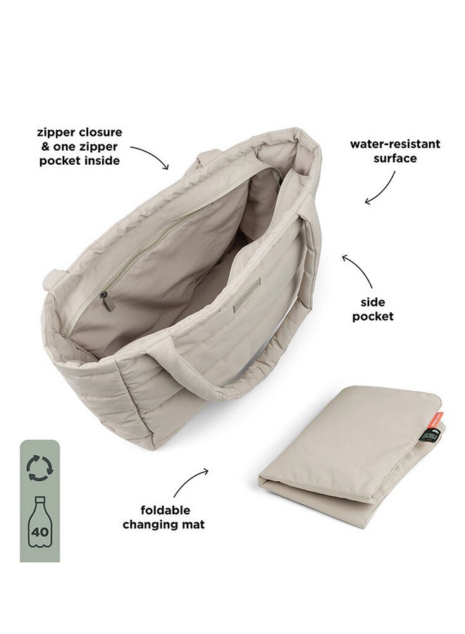 done by deer Quilted Changing Tote Bag - Stylish Water-Repellent Diaper Bag with Foldable Changing Mat  And  Stroller Hooks - Sand - Image 2