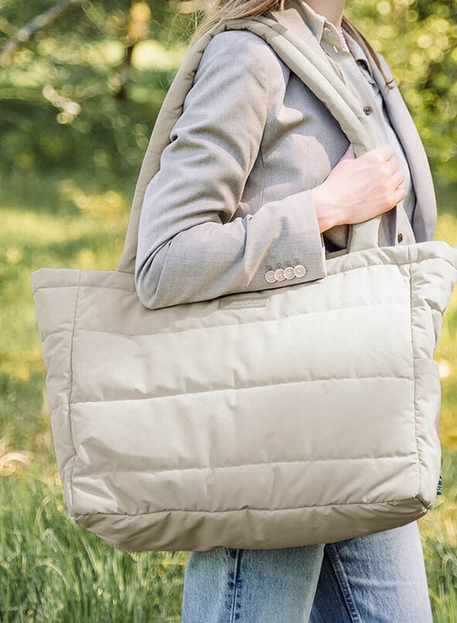 done by deer Quilted Changing Tote Bag - Stylish Water-Repellent Diaper Bag with Foldable Changing Mat  And  Stroller Hooks - Sand - Image 3