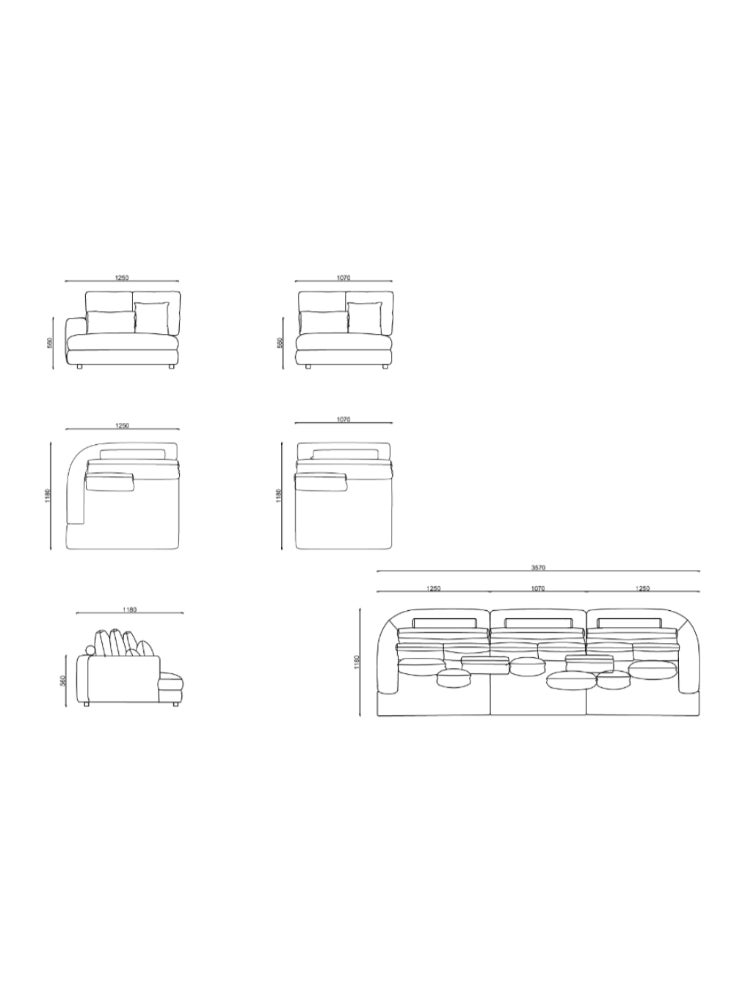 ليلت للأثاث صوفا خمسة أشخاص أوف وايت - 357x118x56 سم - قماش فاخر - Image 4