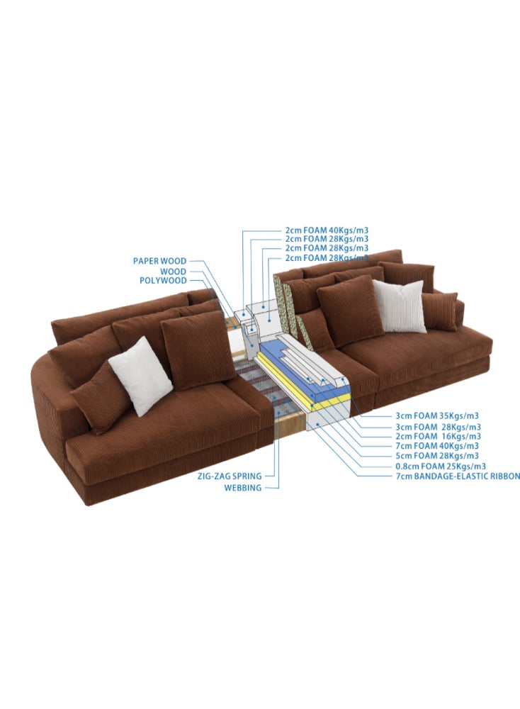 ليلت للأثاث صوفا خمسة أشخاص أوف وايت - 357x118x56 سم - قماش فاخر - Image 5