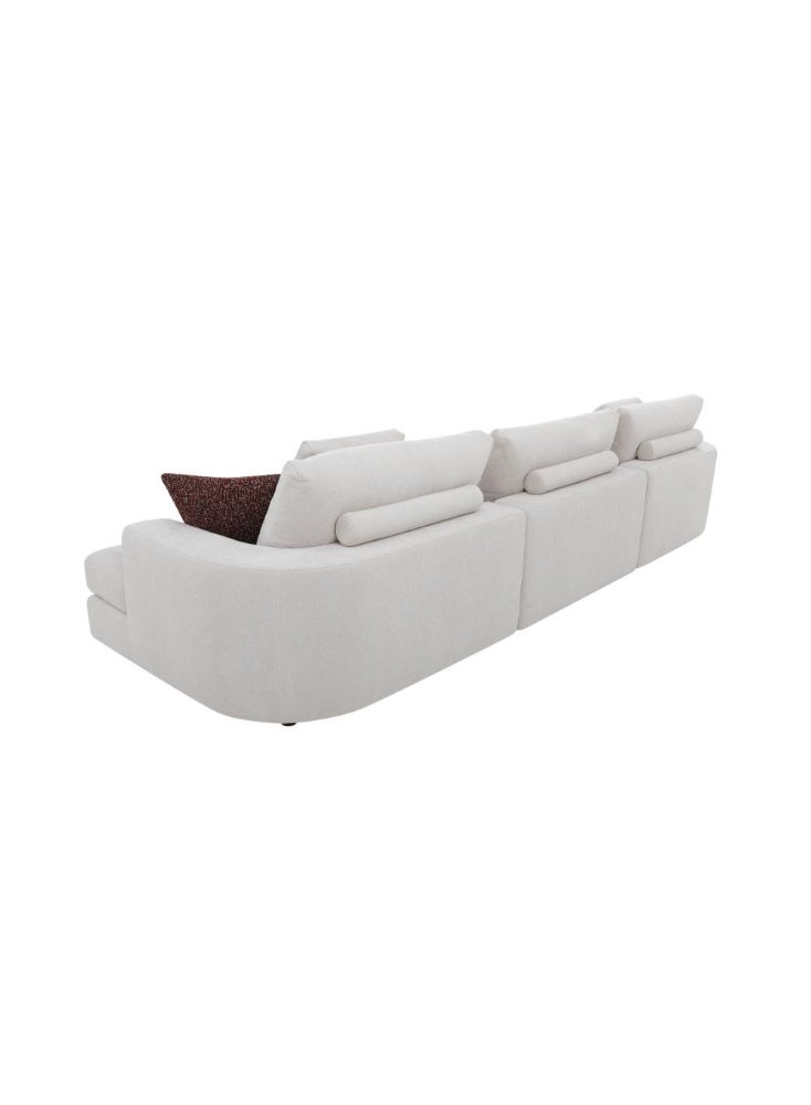 ليلت للأثاث صوفا خمسة أشخاص أوف وايت - 357x118x56 سم - قماش فاخر - Image 3