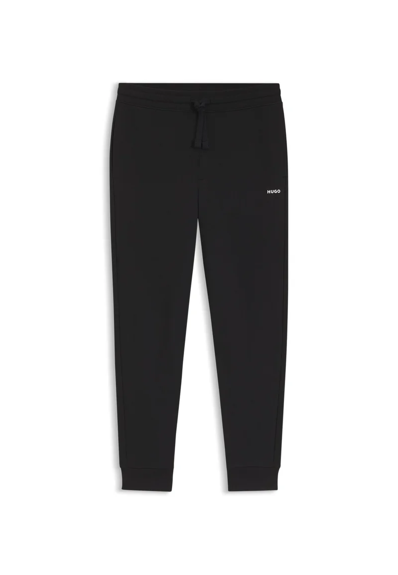 HUGO Black Cuffed tracksuit bottoms in cotton terry with logo print for Men | Best Price UAE
