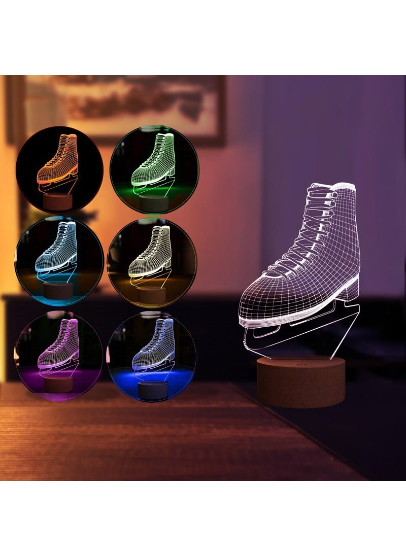 By-Lamp Ice Skating Lamp Wooden Base 7 Different Light Colors 