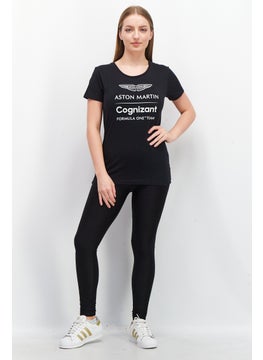 Aston Martin Women Round Neck Short Sleeve Graphic Print T-Shirt, Black Combo  - Image 3