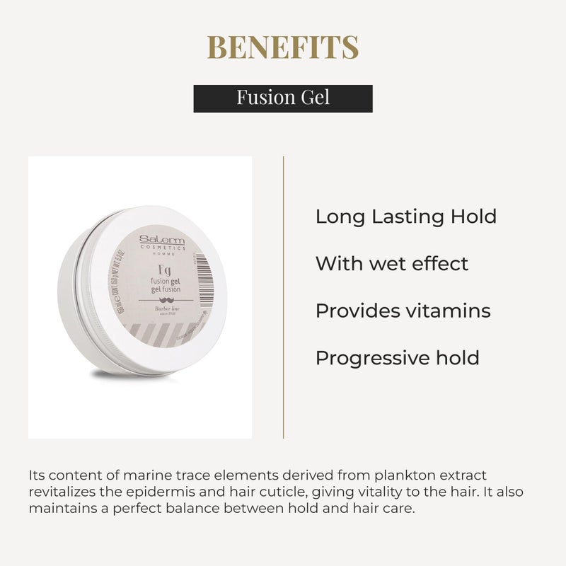 SALERM - Hair Gel for Men - Homme Barber Line - 150 ml - Wet Look Gel - Long-Lasting Hold - with Trace Elements that Revitalize Hair - Image 3