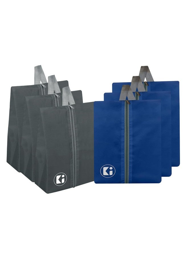 Kuber Industries Kuber Industries Pack of 6 Travel Organizer | Waterproof Shoe Bag | Toiletry Pouch with Zipper | Parachute Shoe Cover for Travel & Adventure | Multipurpose Storage Organizer | Royal Blue & Grey  - Image 1