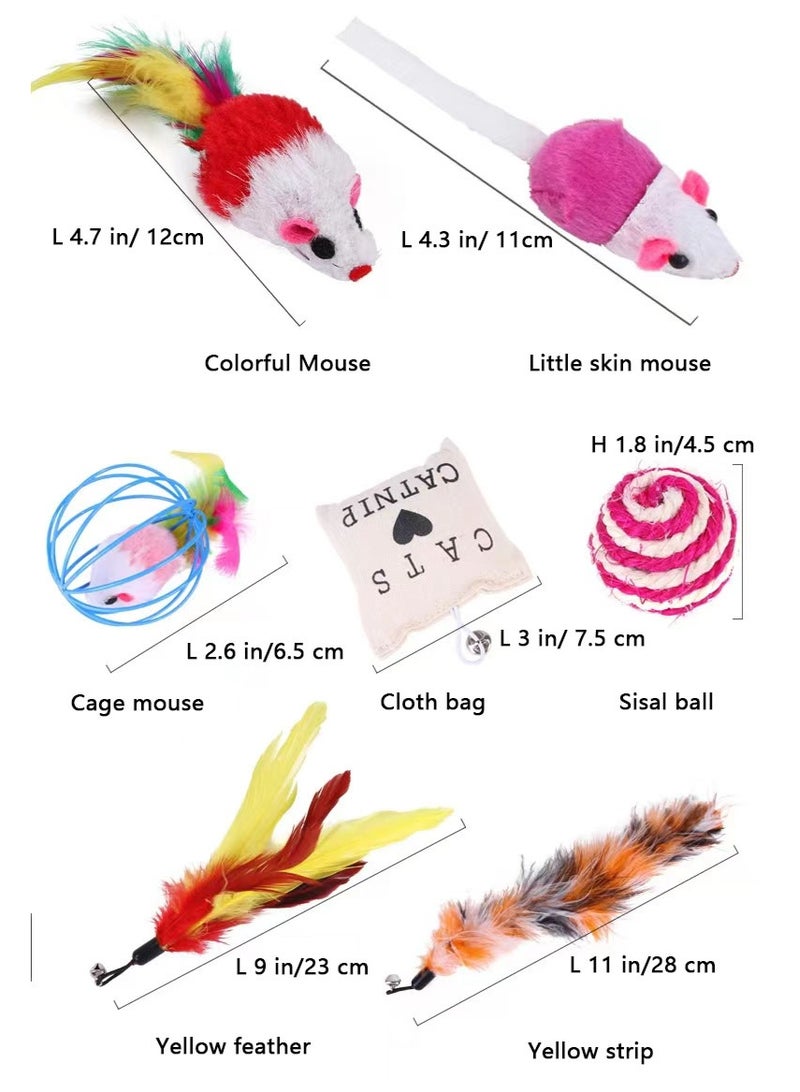 كادلين 25 قطعة من لوازم ألعاب القطط الصغيرة، مع نفق بثلاث فتحات/فأر تفاعلي/عصا قطط/كرات جولف من الريش/كرات ناعمة - رائعة للقطط الصغيرة والقطط - Image 3