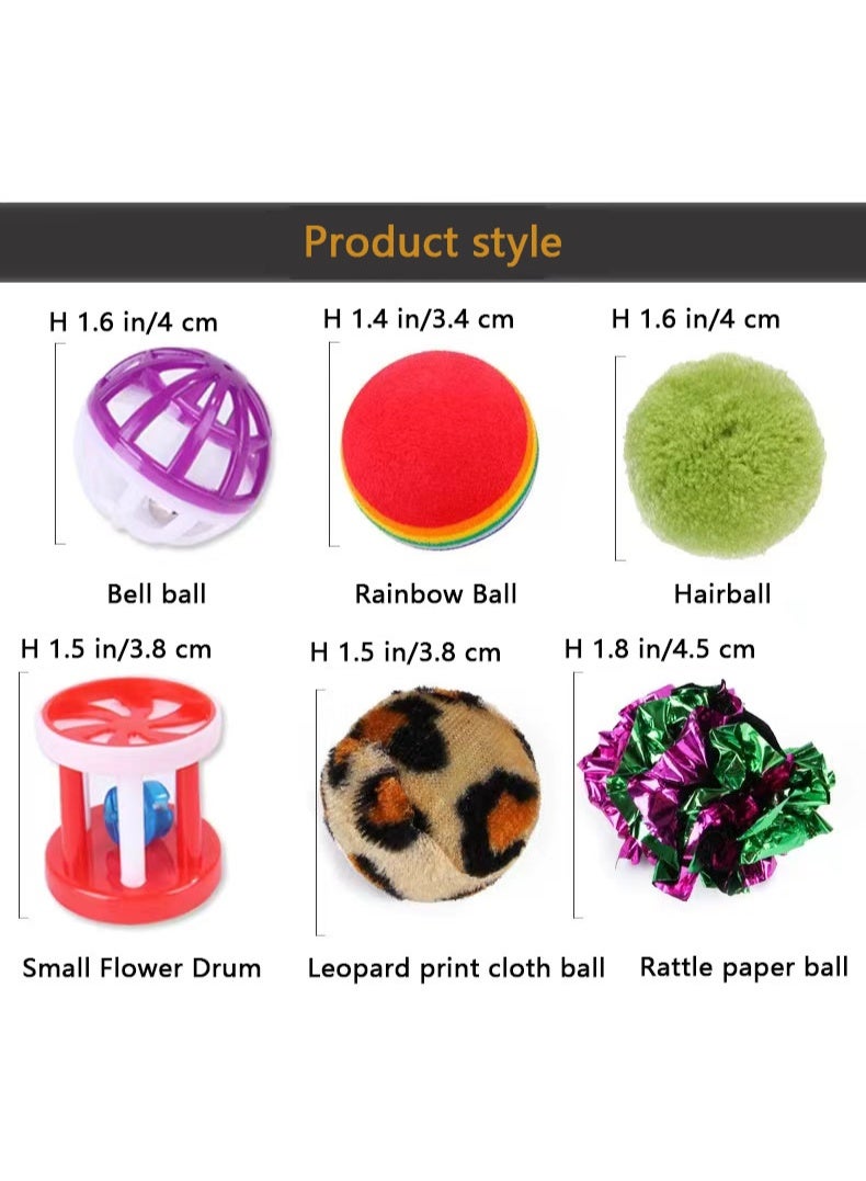 كادلين 25 قطعة من لوازم ألعاب القطط الصغيرة، مع نفق بثلاث فتحات/فأر تفاعلي/عصا قطط/كرات جولف من الريش/كرات ناعمة - رائعة للقطط الصغيرة والقطط - Image 2