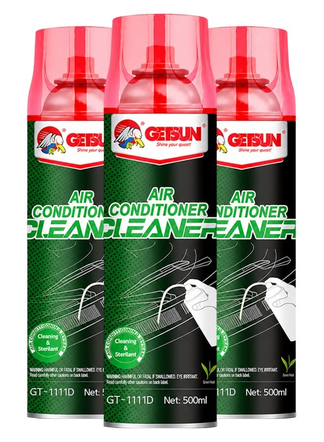 GETSUN 3 Piece COMBO GETSUN Air Conditioner Cleaner Foam Spray 500ml – AC Vent Cleaner, HVAC Coil Cleaning Foam, Odor Remover, Air Freshening Formula, Deep Cleaning Foam for Car AC, Home AC, Office Air Conditioning Systems . GT-1111D - Image 1