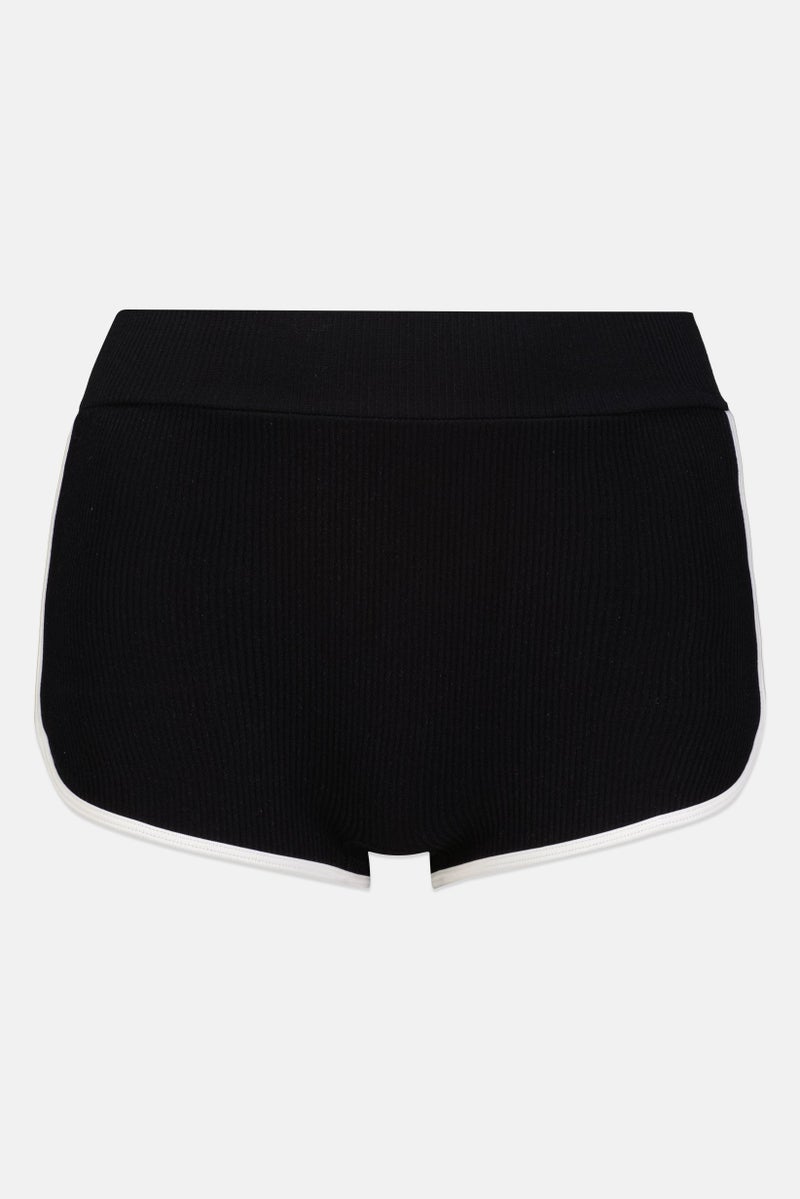 FOREVER 21 شورتات أساسية مضلعة للنساء، سوداء - Image 1