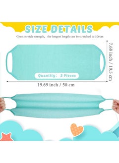 Breling 3 Pack Exfoliating Back Scrubber with Handles Exfoliating Washcloth Nylon Extended Length Body Exfoliator Brush Stretchable Pull Strap Back Washer for Shower Long Bath (Pink, Blue, Yellow)  - Image 2
