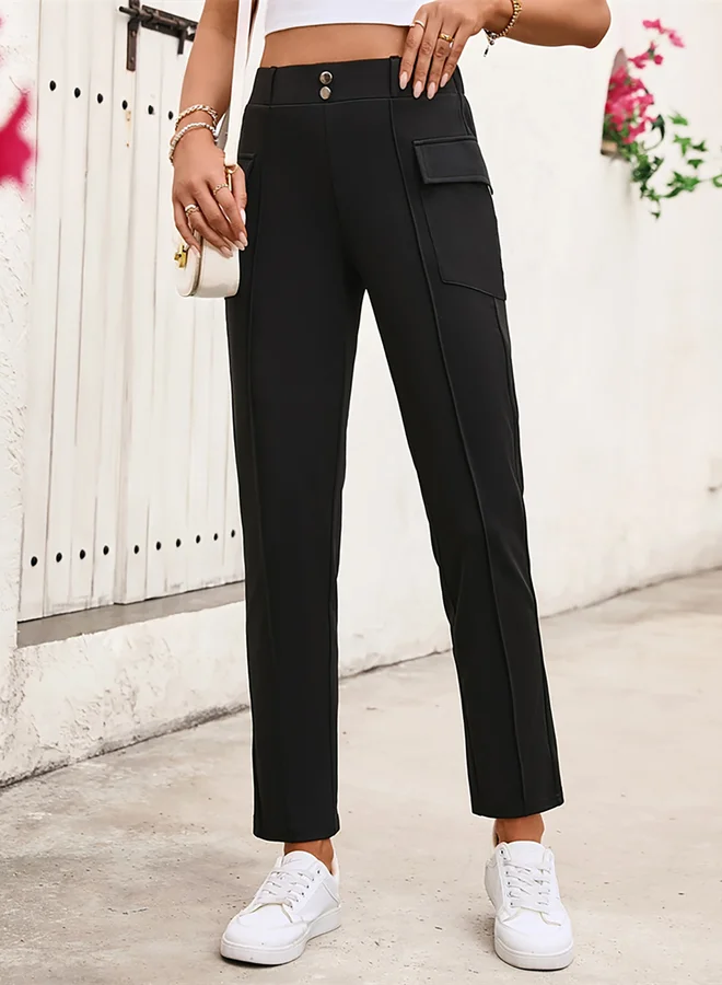 تايك تو Take Two Solid Mid Rise Slim Fit Pants