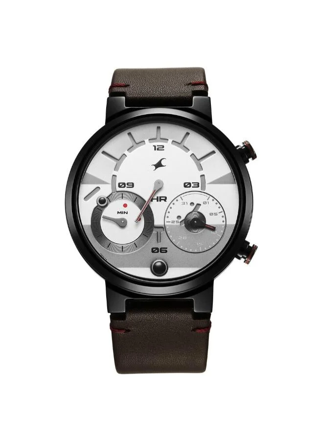 fastrack Men's Leather Analog Watch 3309NL01 - 45 mm