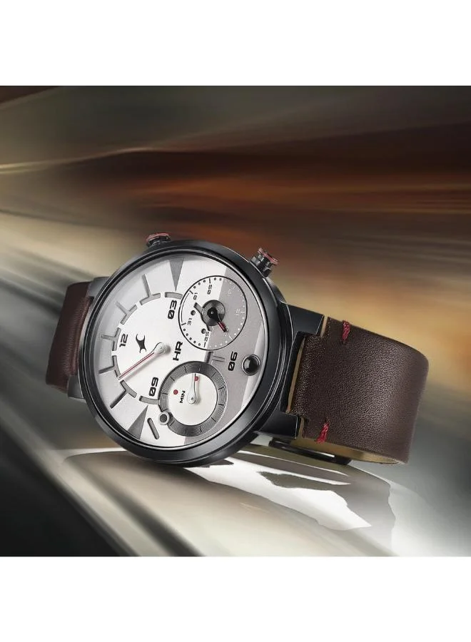 fastrack Men's Leather Analog Watch 3309NL01 - 45 mm