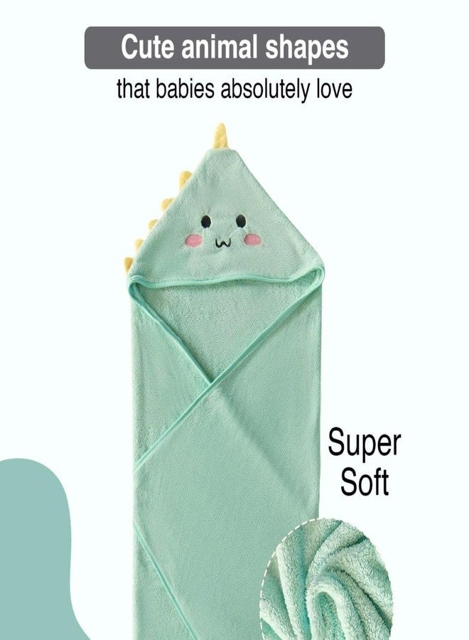 ZIKKU Ultra Soft Baby Hooded Bath Towels – Quick Dry Microfiber, Cute Animal Design, Gentle & Absorbent for Newborns and Toddlers (Set of 2) (Green | White) - Image 5