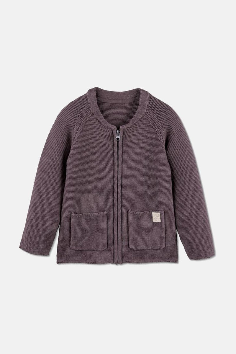 Tchibo كارديجان محبوك بياقة دائرية للفتيات الصغيرات، بنفسجي - Image 3