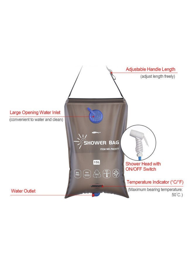 NIBEMINENT 15L Portable Camping Shower Bag 39x5x14cm - Image 5