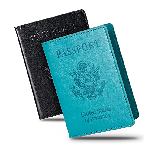 Honmein 2 Pcs Passport holders，Ultra Slim passport wallet，PU Leather Passport Cover Case for Women and Men - Image 1