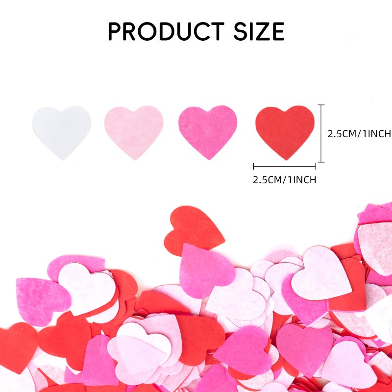 CIPOWM 6000pcs Valentine's Day Heart Confetti Decoration, 4 Colors Paper Heart Shaped Table Confetti for Valentine's Day Wedding Engagement Anniversary Birthday Party Decoration - Image 2