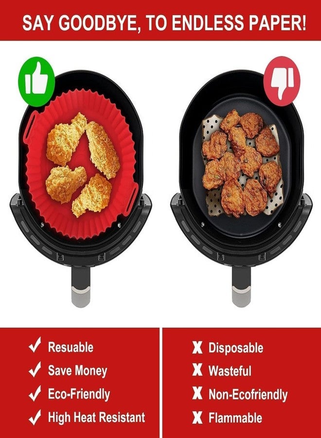 MOBDESK 6 Pcs Reusable Air Fryer Baking Trays | Non-Stick Heat-Resistant Silicon Basket Ideal for Home Coating Pot for Microwave Oven Accessories | Eco Friendly | Durable [ Blue ] - Image 5