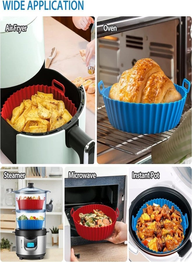 MOBDESK 6 Pcs Reusable Air Fryer Baking Trays | Non-Stick Heat-Resistant Silicon Basket Ideal for Home Coating Pot for Microwave Oven Accessories | Eco Friendly | Durable [ Blue ] - Image 4