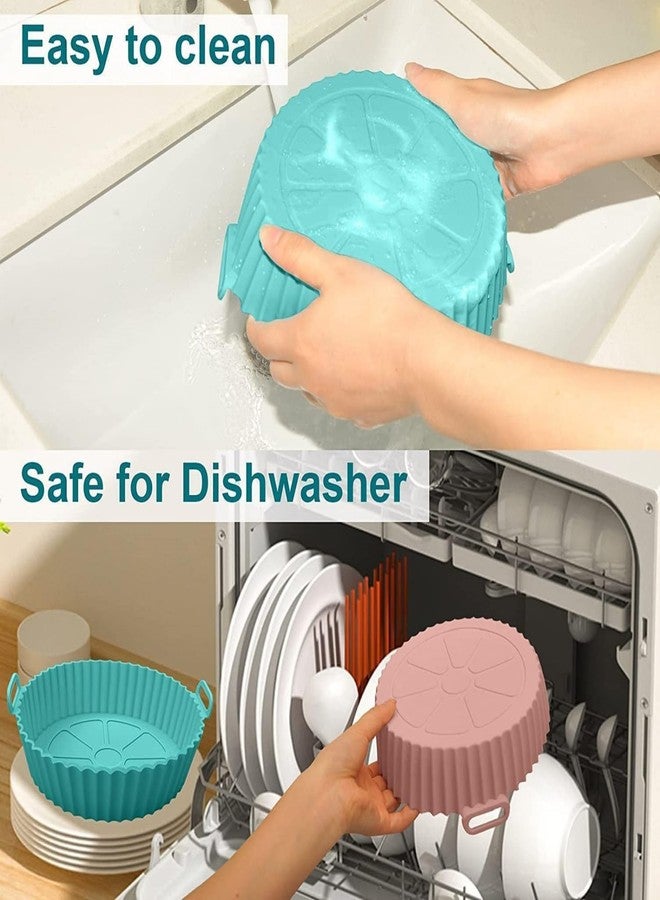 MOBDESK 6 Pcs Reusable Air Fryer Baking Trays | Non-Stick Heat-Resistant Silicon Basket Ideal for Home Coating Pot for Microwave Oven Accessories | Eco Friendly | Durable [ Blue ] - Image 3