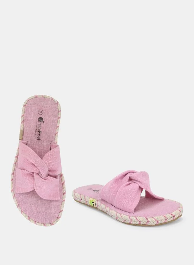 Fresh Feet Fresh Feet Twist Strap Open Toe Flat Sandal