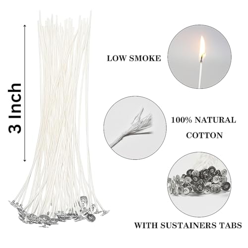 R Wellness Candle Wicks for Candle Making | 4 Inch White Cotton Wicks, 100 Pcs with 10 Wick Holders | Candle Making Supplies for DIY Material & Home Use - Image 3