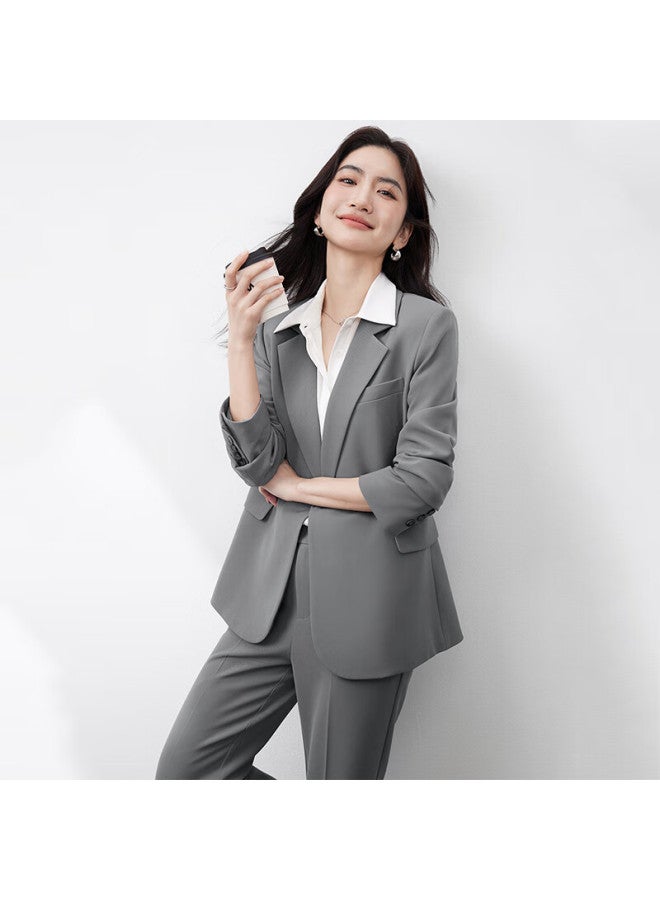 Sentubila Shangdu Bila Women's Professional Commuter Suit Set Spring Autumn Wrinkle-resistant Non-iron Blazer And Pants Two-piece Interview Formal Wear - Image 1