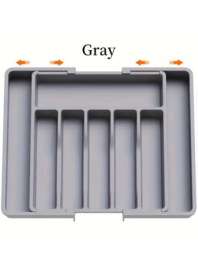 White Expandable Kitchen Drawer Organizer With 9 Compartments For Utensils Flatware Storage - Image 5