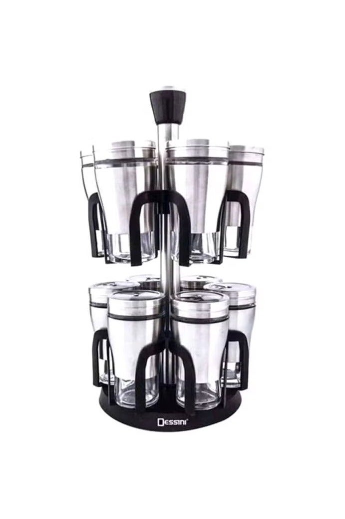 ديسيني برطمان توابل 12 قطعة فضي 21x21x34سم