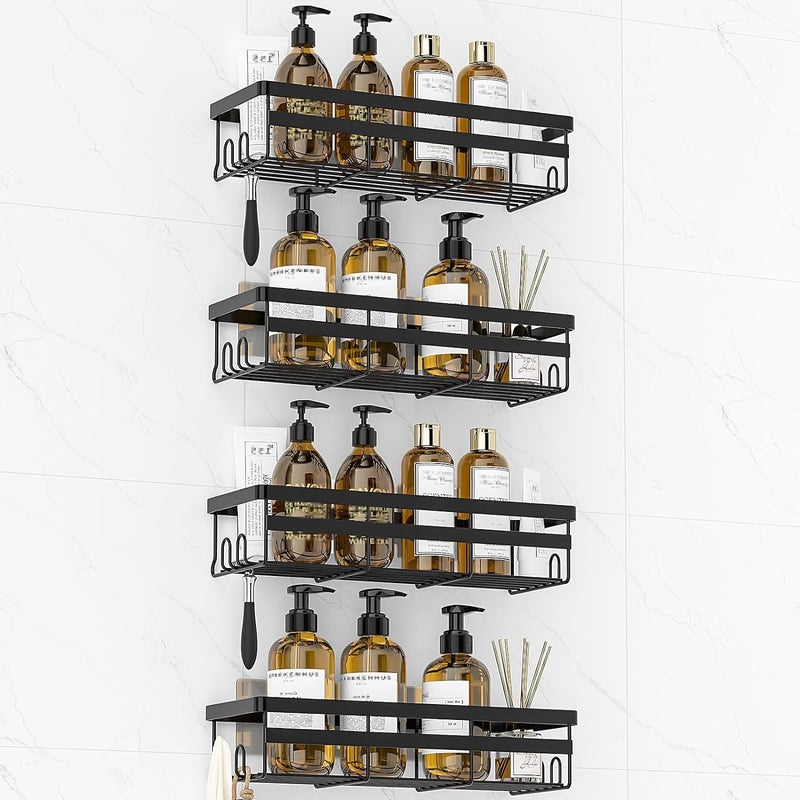 WOWBOX Shower Caddies 4 Pack - Adhesive Hanging Shower Shelf - Bathroom Organizers and Storage, No Drilling Stainless Shower Shelves for Home Decor, Bathroom Accessories - Image 1