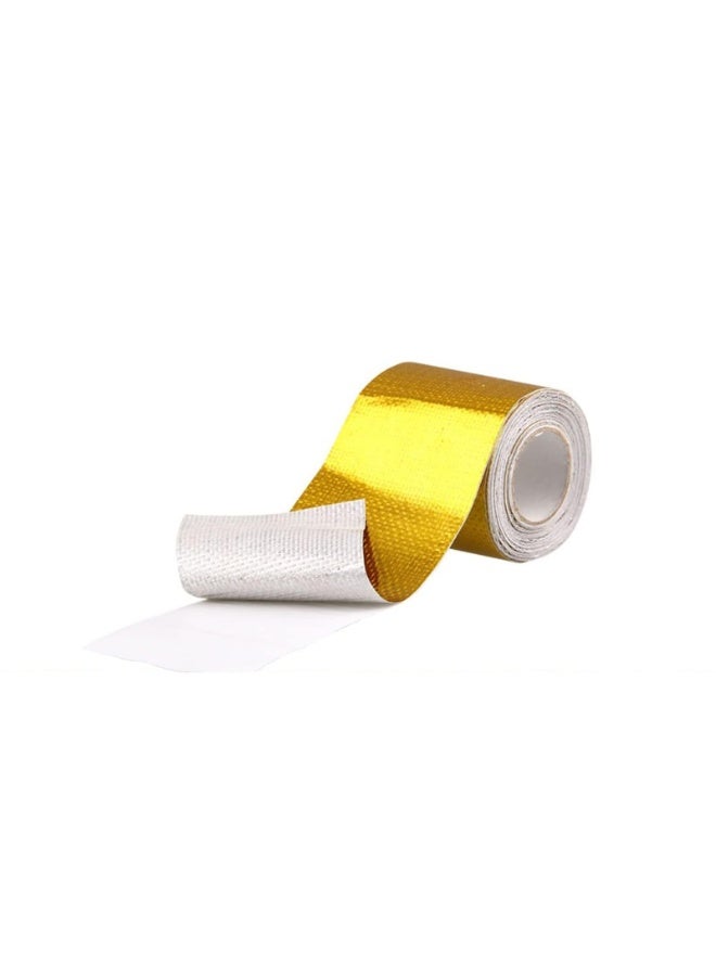 5 CM x 9M Gold Adhesive Heat Shield Reflective Tape Wrap Roll For Engine Bay Glass Fiber Heat Tape Packaging Roll For Car Intake Pipe Withstand 500? - Image 1