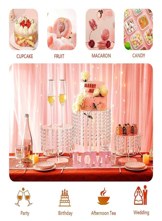 Lovecat Round Cake Stand - 12 Inch Diameter Acrylic Dessert Display Stand with Crystal Chandelier, Cupcakes Serving Plate for Party Wedding Birthday Festival Event Decorations - Image 3